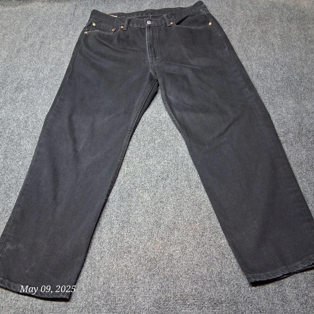 Levi 550 Jeans Men 38x30 Black Relaxed Tapered Denim Casual Work Pants